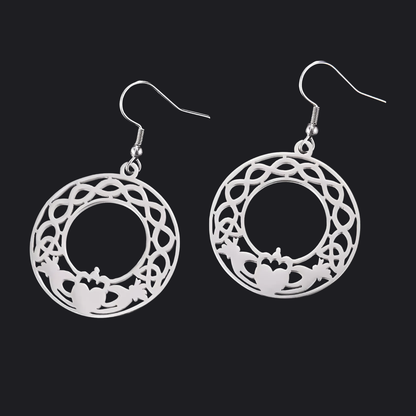 Eirin Apparel Keffiyeh Silver Claddagh Knot Hoop Earrings Irish Jewellery Bundle – Signature Pieces Set