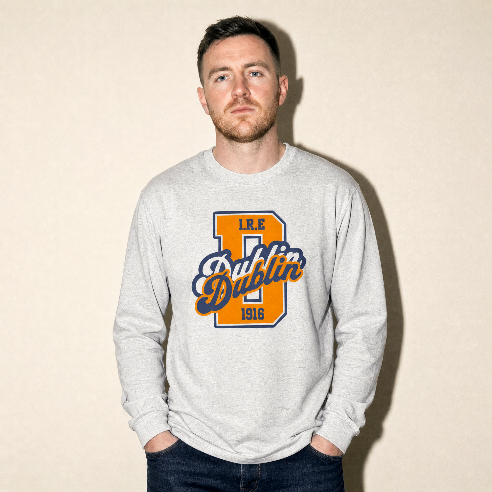 Eirin Apparel Long Sleeve T-Shirt Ash / S 'Dublin Varsity' Long Sleeve T-Shirt