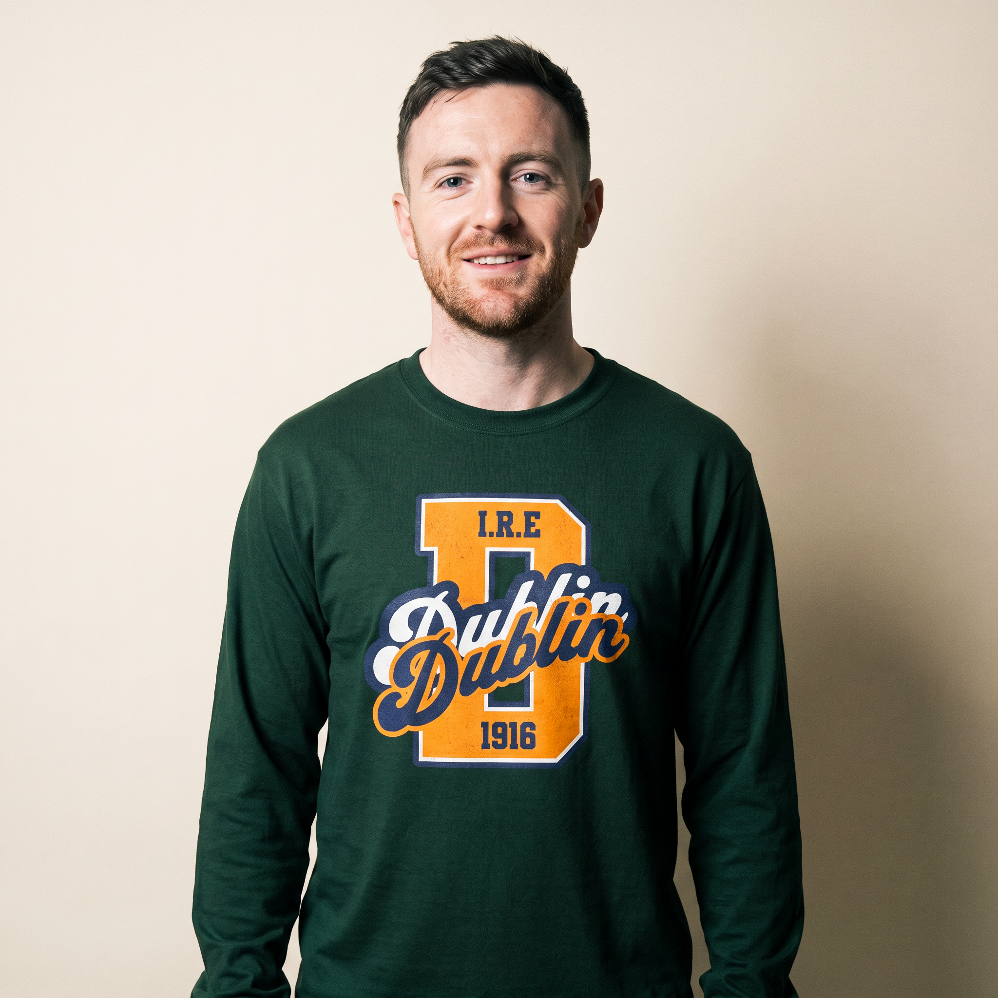 Eirin Apparel Long Sleeve T-Shirt Forest Green / S 'Dublin Varsity' Long Sleeve T-Shirt