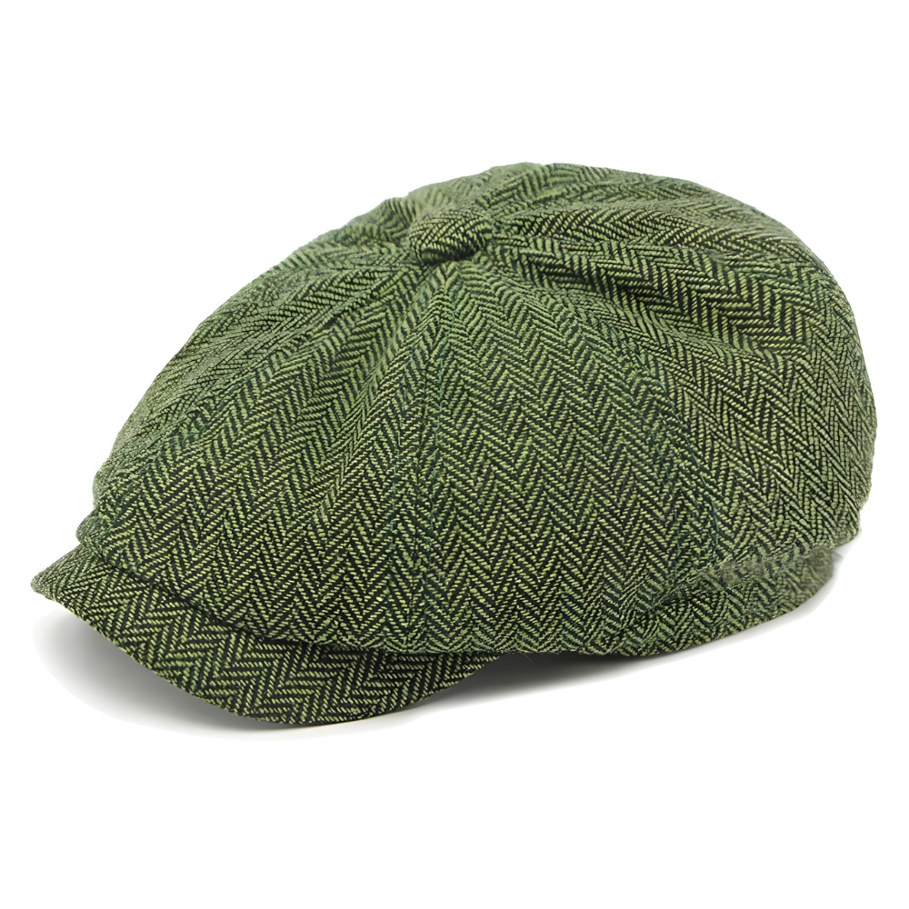 Eirin Apparel Men's Flat Cap Dockside Newsboy Twill Cap – Moss Herringbone