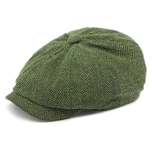 Eirin Apparel Men's Flat Cap Dockside Newsboy Twill Cap – Moss Herringbone