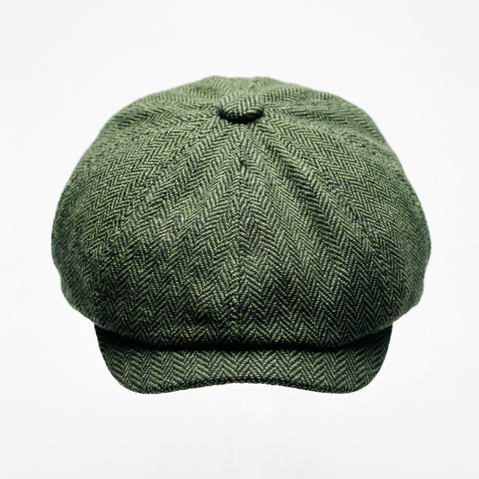 Eirin Apparel Men's Flat Cap 'Dockside' Newsboy Twill Cap – Moss Herringbone