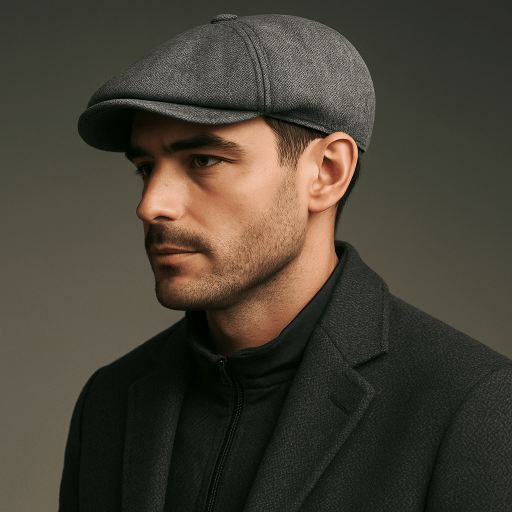 Eirin Apparel Men's Flat Cap Men’s ‘Belfast Crown’ Irish Flat Cap – Charcoal Grey