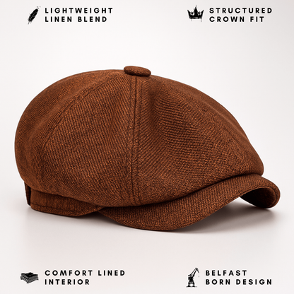 Eirin Apparel Men's Flat Cap Men’s ‘Belfast Crown’ Irish Flat Cap – Forge Brown