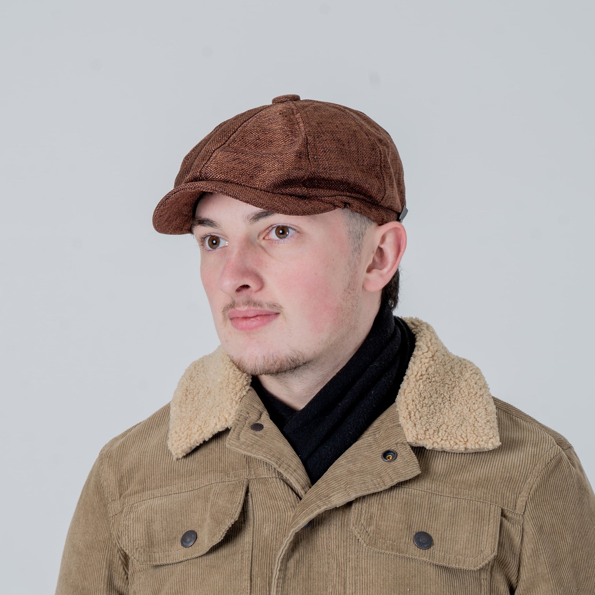 Eirin Apparel Men's Flat Cap Men’s ‘Belfast Crown’ Irish Flat Cap – Forge Brown (Collector’s Edition)