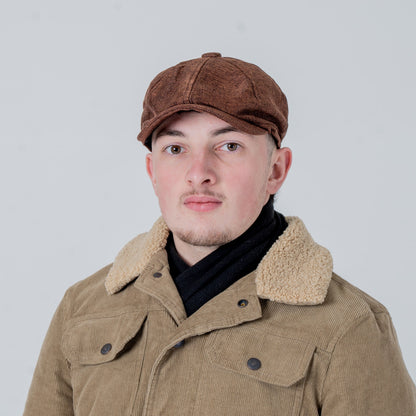 Eirin Apparel Men's Flat Cap Men’s ‘Belfast Crown’ Irish Flat Cap – Forge Brown (Collector’s Edition)