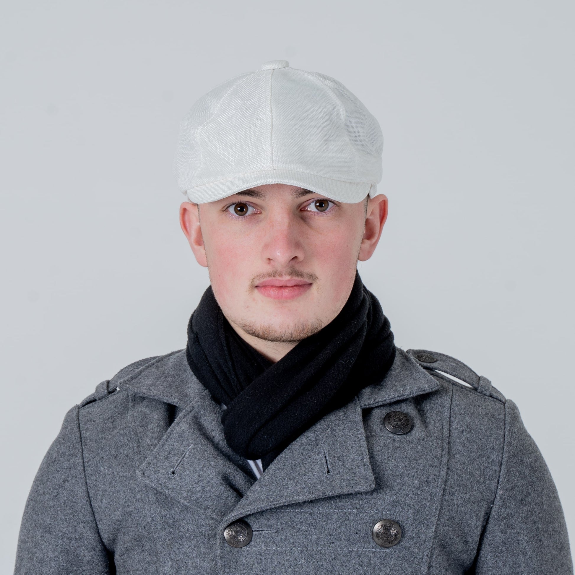 Eirin Apparel Men's Flat Cap Men’s ‘Belfast Crown’ Irish Flat Cap – Foundry White (Collector’s Edition)