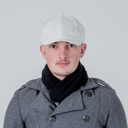 Eirin Apparel Men's Flat Cap Men’s ‘Belfast Crown’ Irish Flat Cap – Foundry White (Collector’s Edition)