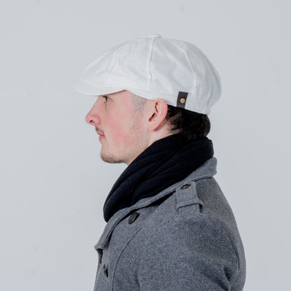 Eirin Apparel Men's Flat Cap Men’s ‘Belfast Crown’ Irish Flat Cap – Foundry White (Collector’s Edition)