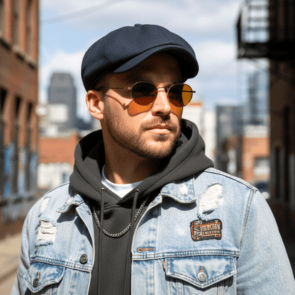 Eirin Apparel Men's Flat Cap Men’s ‘Belfast Crown’ Irish Flat Cap – Harbour Navy