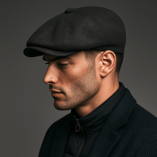 Eirin Apparel Men's Flat Cap Men’s ‘Belfast Crown’ Irish Flat Cap – Harland Black