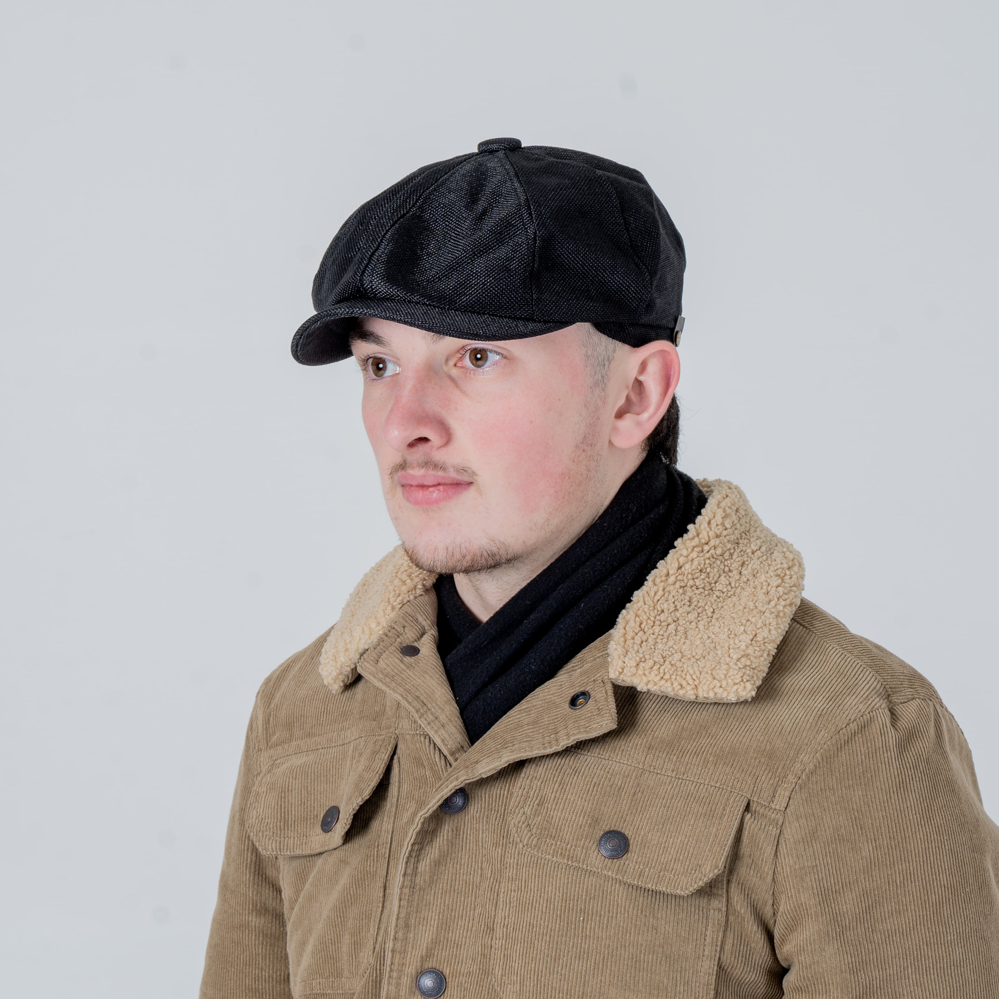 Eirin Apparel Men's Flat Cap Men’s ‘Belfast Crown’ Irish Flat Cap – Harland Black (Collector’s Edition)