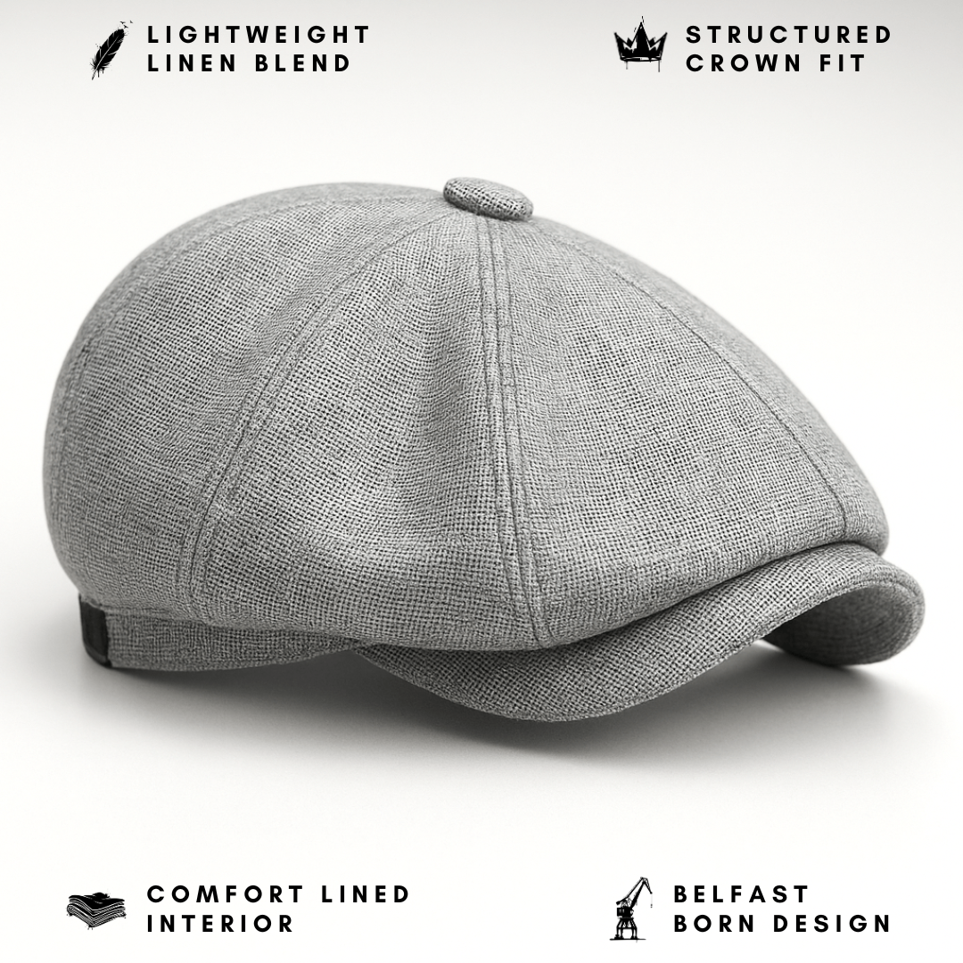 Eirin Apparel Men's Flat Cap Men’s ‘Belfast Crown’ Irish Flat Cap – Steel Grey