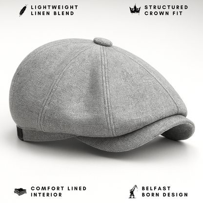 Eirin Apparel Men's Flat Cap Men’s ‘Belfast Crown’ Irish Flat Cap – Steel Grey