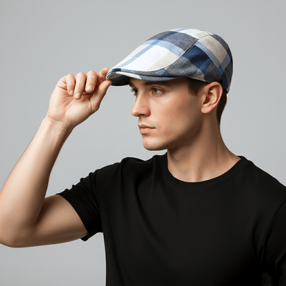 Eirin Apparel Men's Flat Cap Men’s ‘Modern Celt’ Flat Cap – Atlantic Blue Plaid Weave