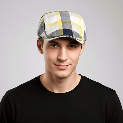 Eirin Apparel Men's Flat Cap Men’s ‘Modern Celt’ Flat Cap – Eírne Gold Plaid Weave