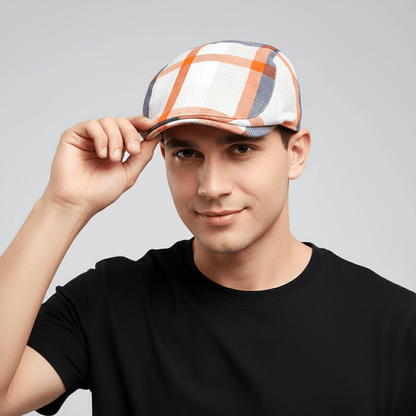 Eirin Apparel Men's Flat Cap Men’s ‘Modern Celt’ Flat Cap – Fíréin Rust Plaid Weave