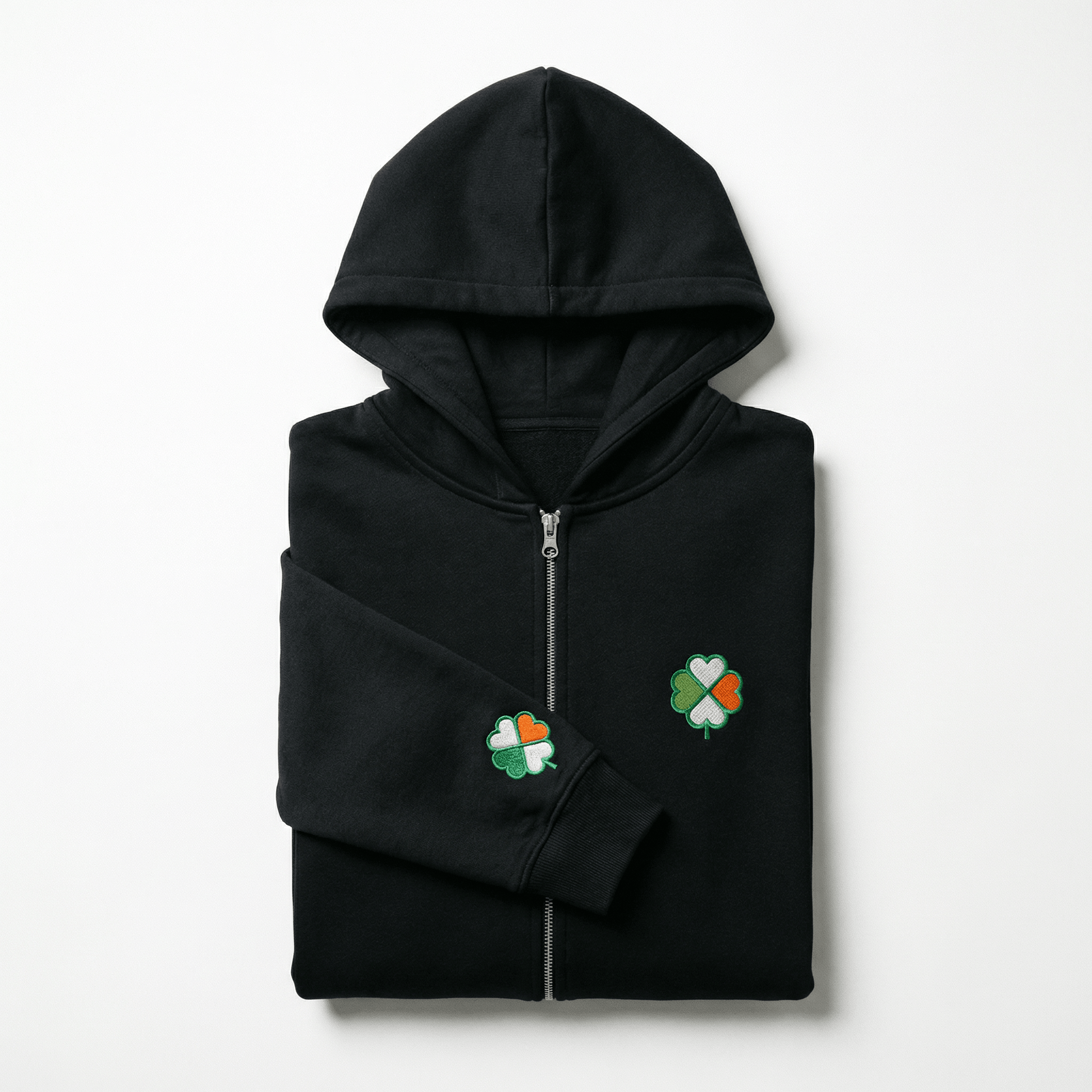 Eirin Apparel Men's Hoodie Black / S 'Signature Clover' Zip-Up Hoodie