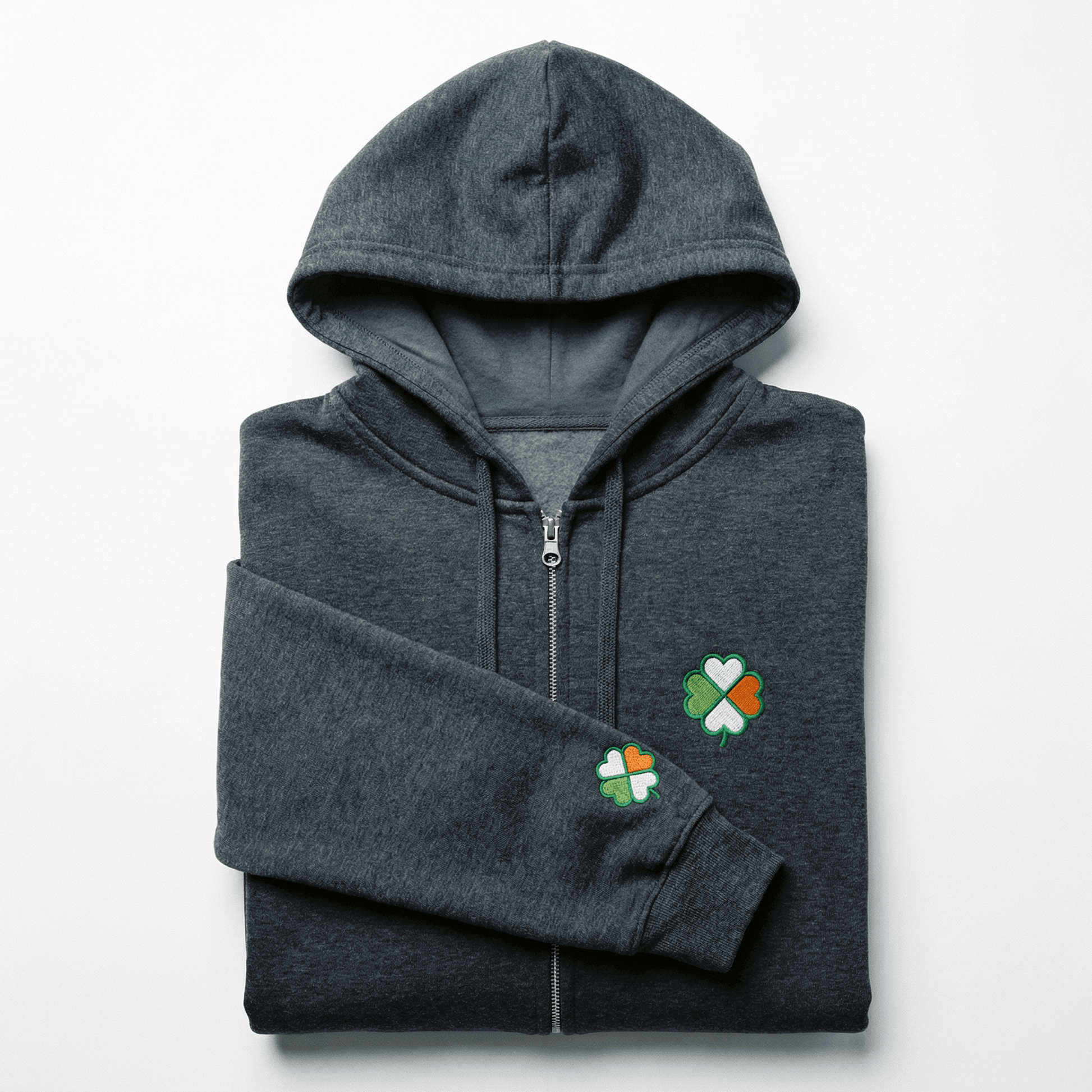 Eirin Apparel Men's Hoodie Dark Heather / S 'Signature Clover' Zip-Up Hoodie