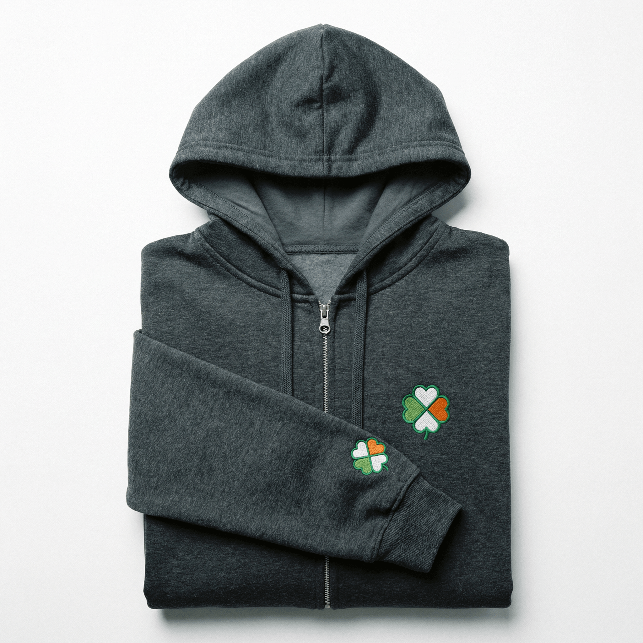 Eirin Apparel Men's Hoodie Dark Heather / S 'Signature Clover' Zip-Up Hoodie
