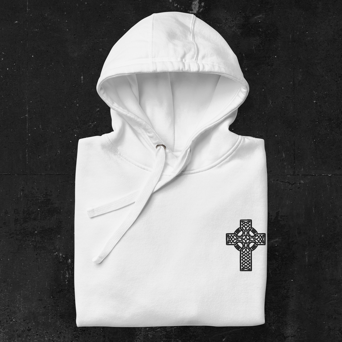 Eirin Apparel Men's Hoodie Men's Celtic Cross (Back Print) Embroidered White Hoodie