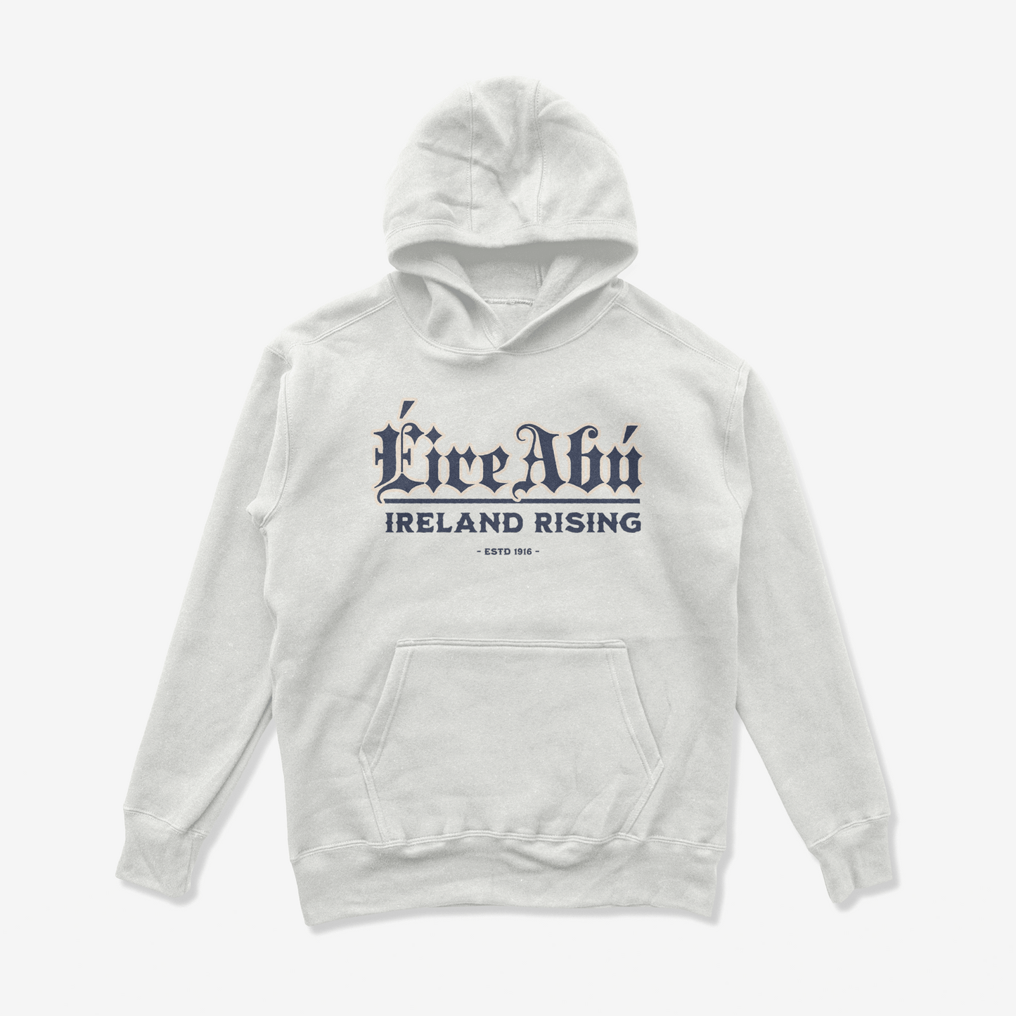 Eirin Apparel Men's Hoodie Men's 'Éire Abú' Gaelic Hoodie – White Edition