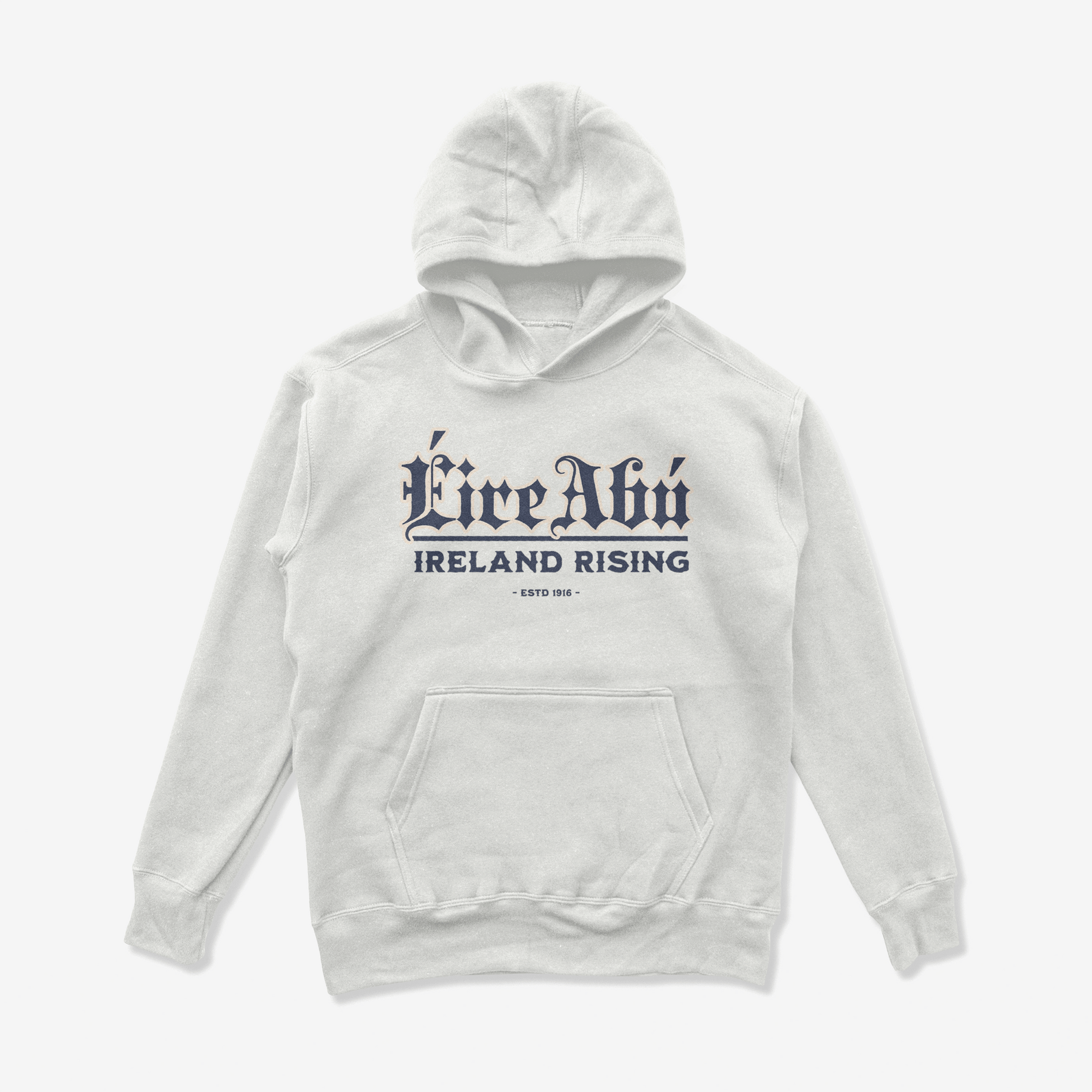 Eirin Apparel Men's Hoodie Men's 'Éire Abú' Gaelic Hoodie – White Edition