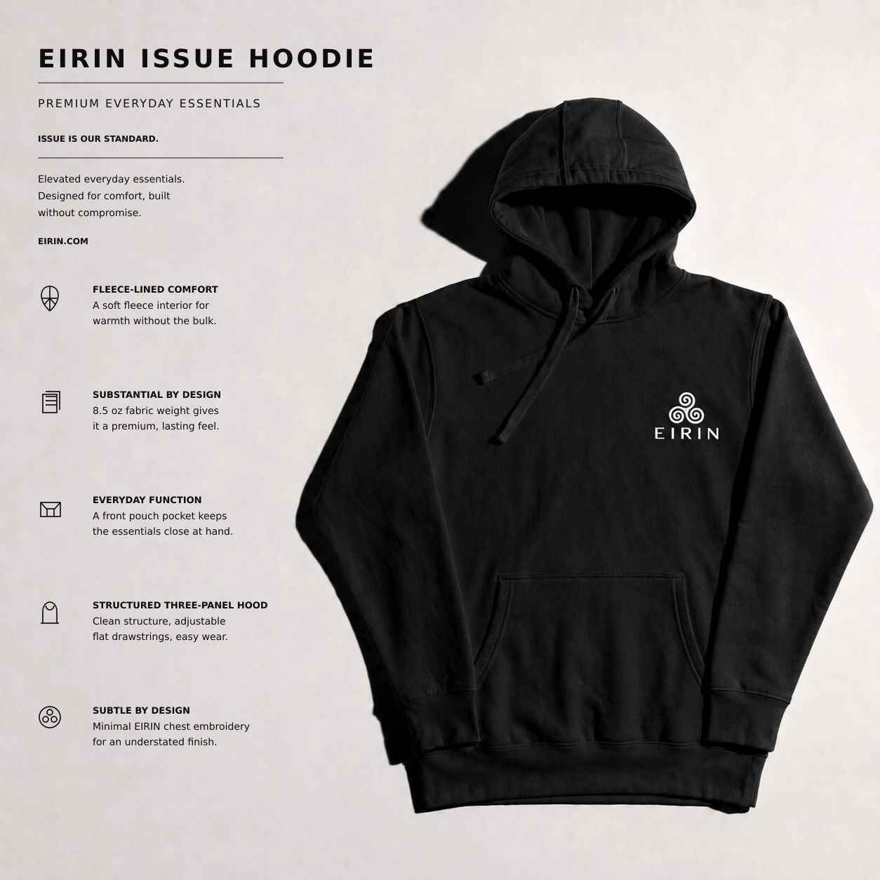Eirin Apparel Men's Hoodie Men's EIRIN 'Issue' Hoodie – Black