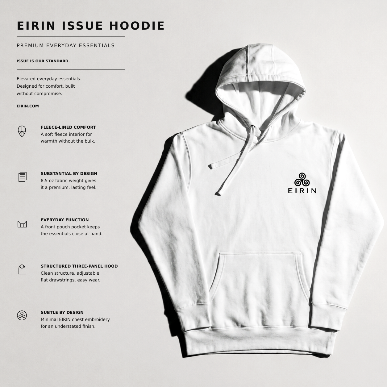 Eirin Apparel Men's Hoodie Men's EIRIN 'Issue' Hoodie – White