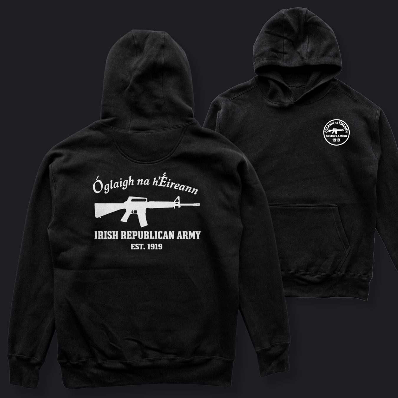 Eirin Apparel Men's Hoodie Men's Óglaigh na hÉireann Est. 1919 Black Hoodie