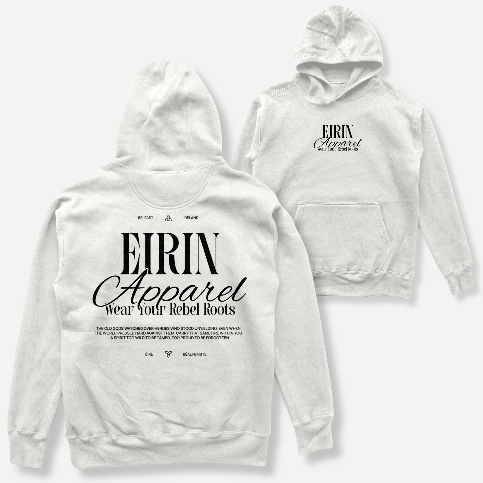 Eirin Apparel Men's Hoodie Men's Rebel Roots Supersoft Hoodie - Black on White