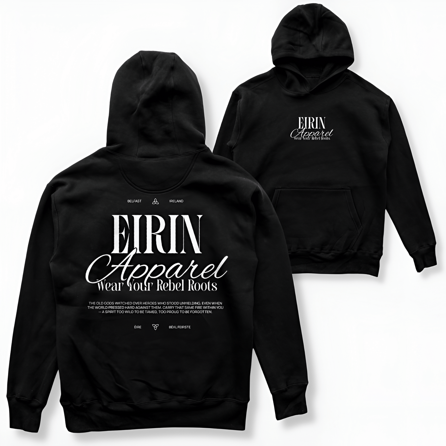Eirin Apparel Men's Hoodie Men's Rebel Roots Supersoft Hoodie - White on Black
