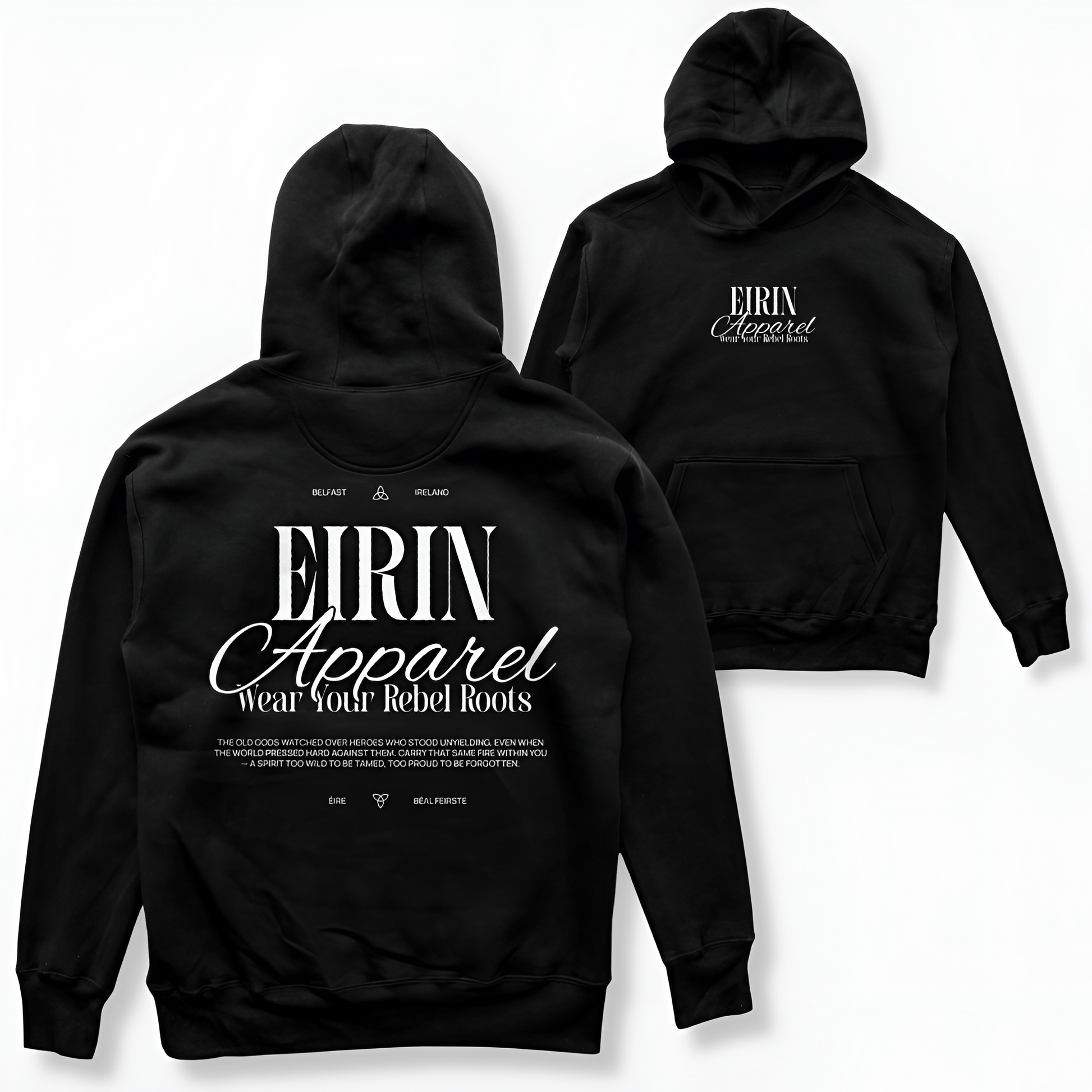 Eirin Apparel Men's Hoodie Men's Rebel Roots Supersoft Hoodie - White on Black