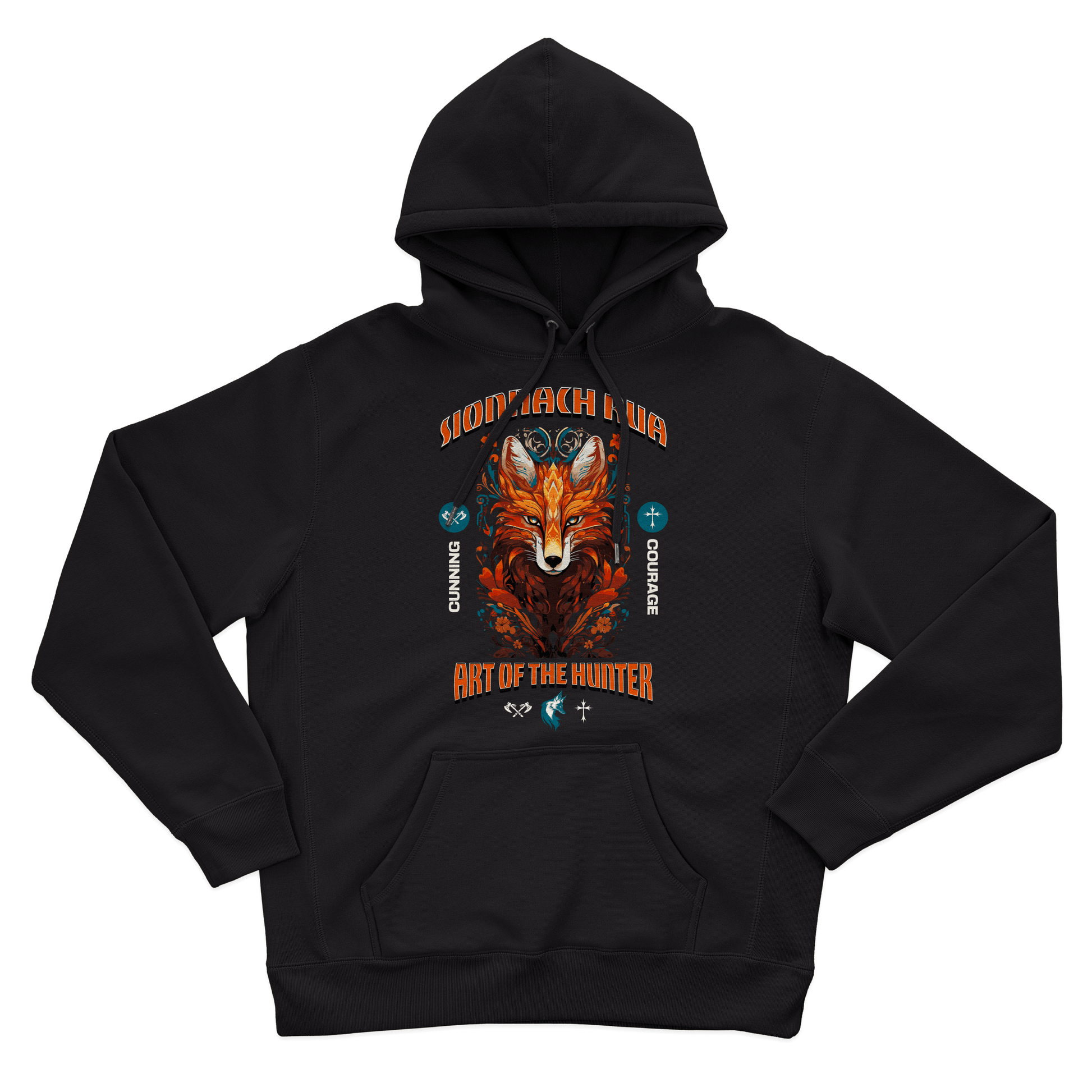 Eirin Apparel Men's Hoodie Men's Sionnach Rua (Irish Red Fox) Celtic Totem Hoodie