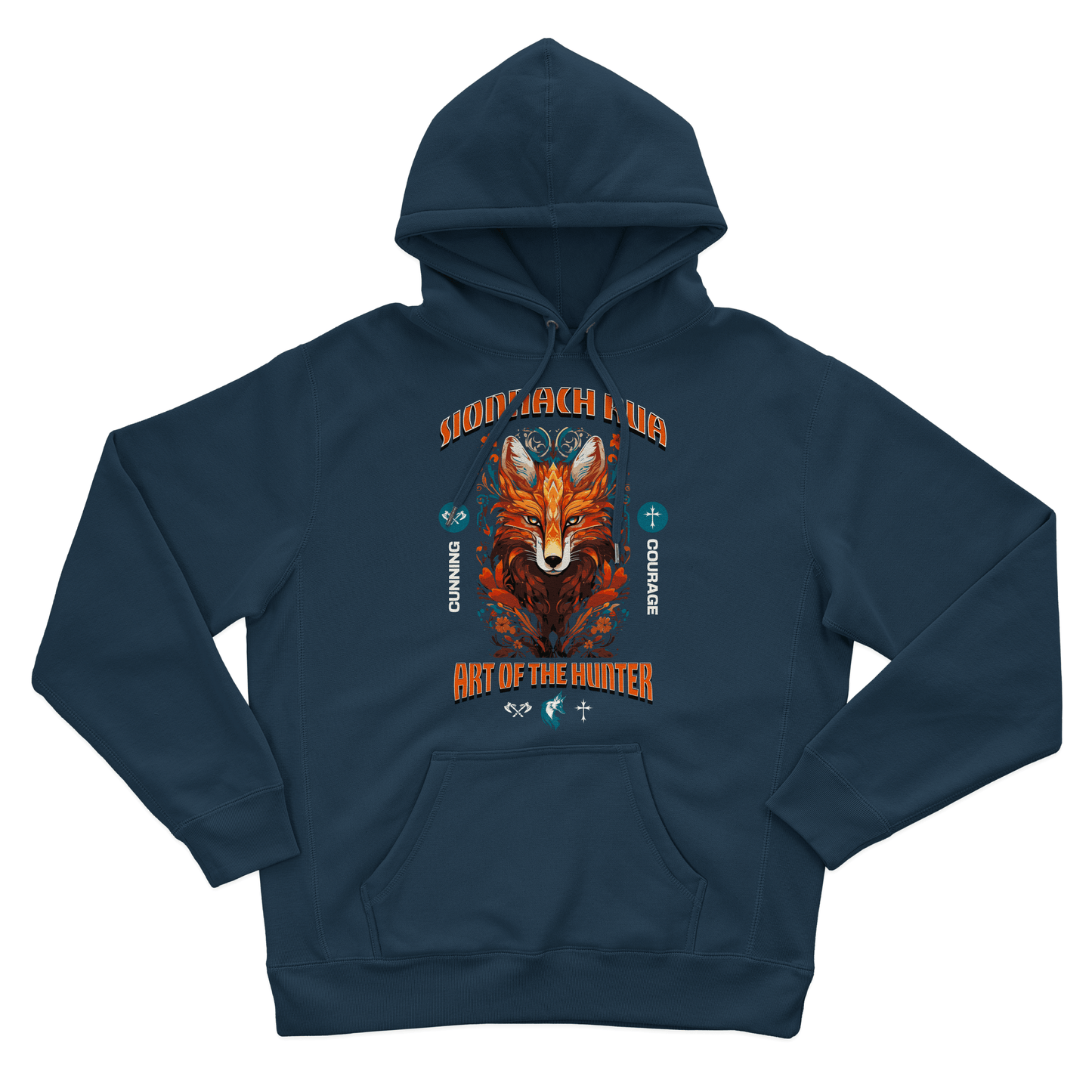 Eirin Apparel Men's Hoodie Men's Sionnach Rua (Irish Red Fox) Celtic Totem Hoodie