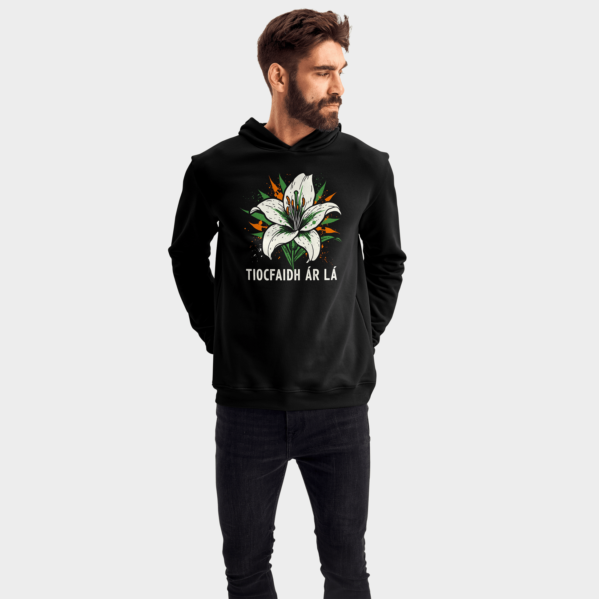 Eirin Apparel Men's Hoodie Men's 'Tiocfaidh ár lá' Easter Lily Hoodie