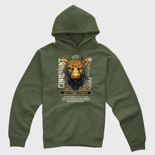 Eirin Apparel Men's Hoodie Military Green / S Men's Ceilteach An Torc Fiáin (Wild Boar of Legend) Celtic Totem Hoodie