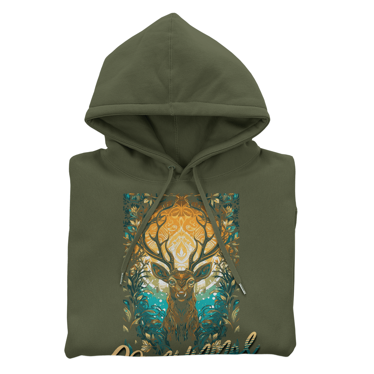 Eirin Apparel Men's Hoodie Military Green / S Men's Cernunnos Stag (Lord of Nature) Celtic Totem Hoodie