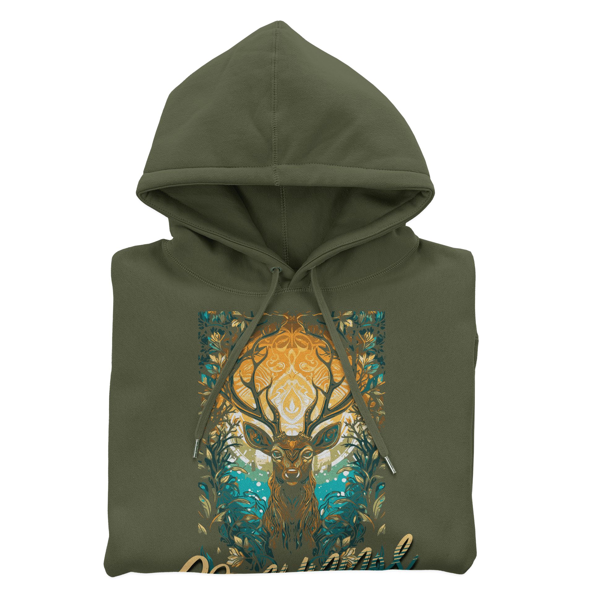Eirin Apparel Men's Hoodie Military Green / S Men's Cernunnos Stag (Lord of Nature) Celtic Totem Hoodie