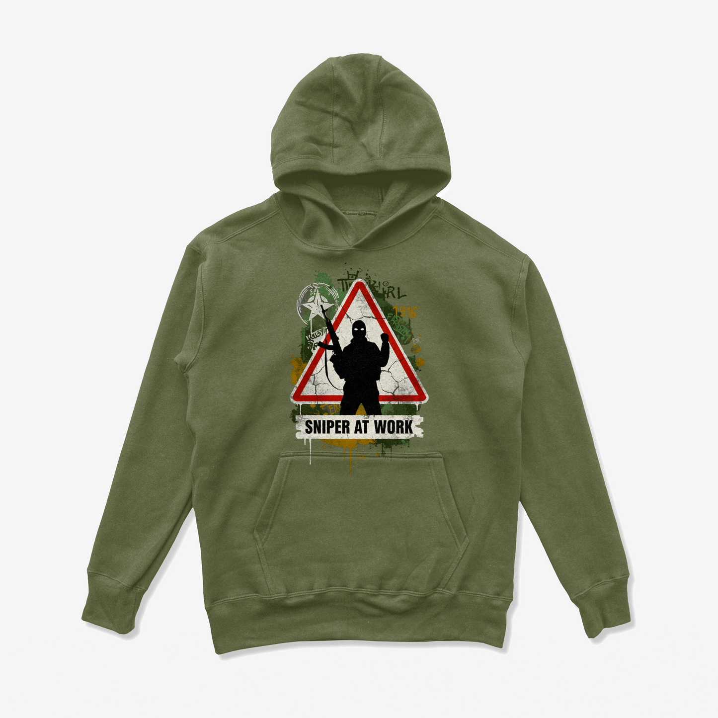 Eirin Apparel Men's Hoodie Military Green / S Men's 'Sniper At Work' Irish Republican Hoodie