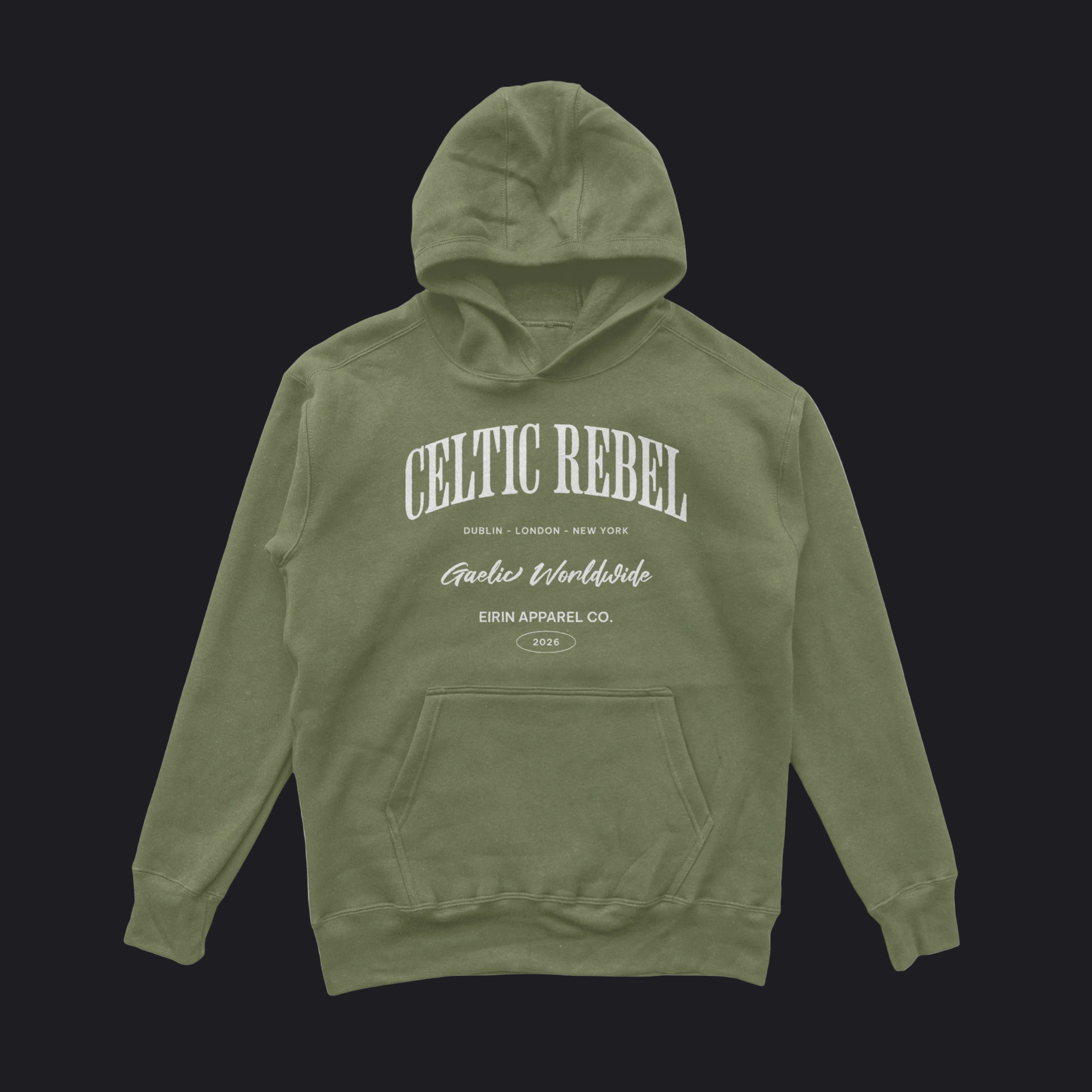 Eirin Apparel Men's Hoodie Military Green / S Men's 'Worldwide Celtic Rebel' Hoodie