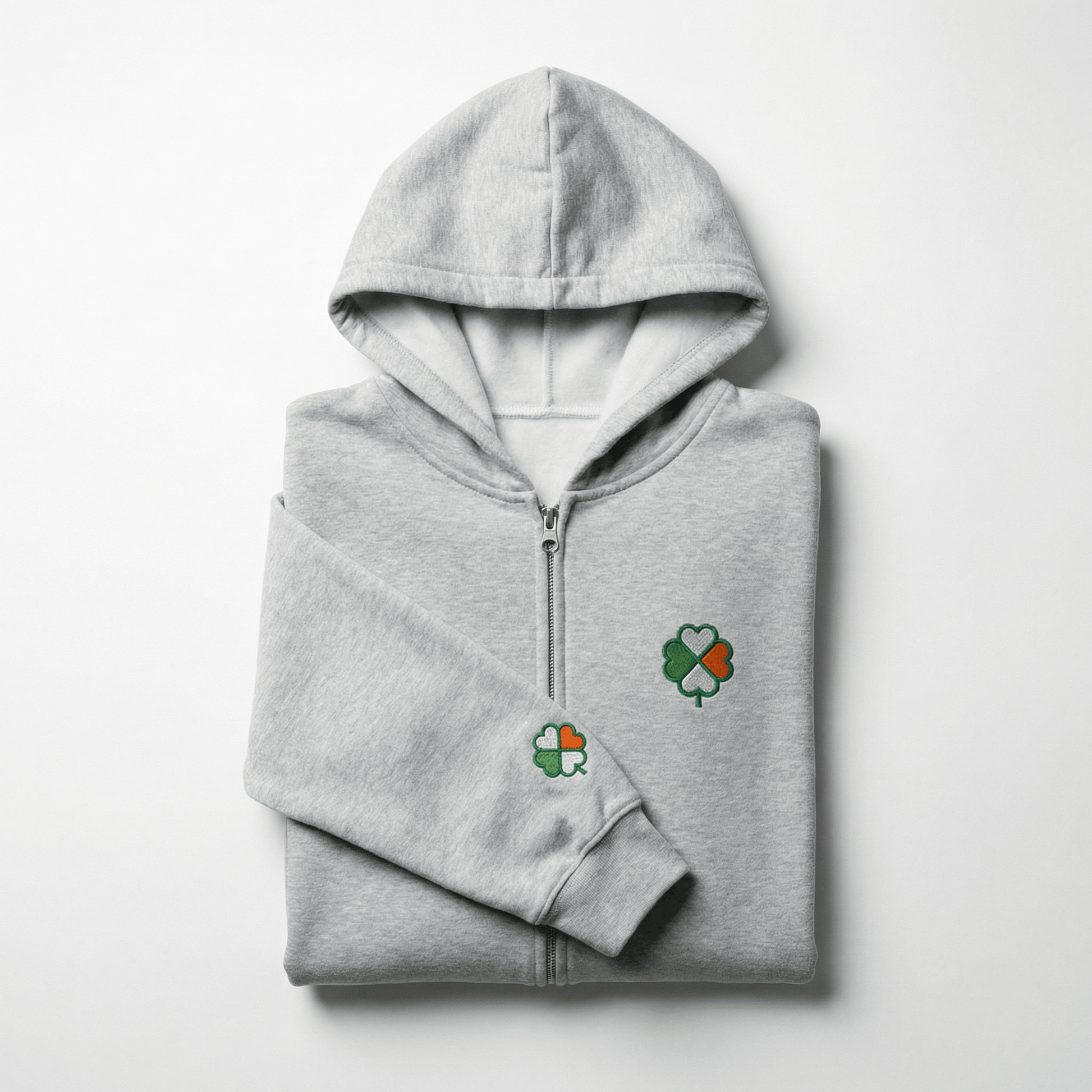 Eirin Apparel Men's Hoodie Sport Grey / S 'Signature Clover' Zip-Up Hoodie