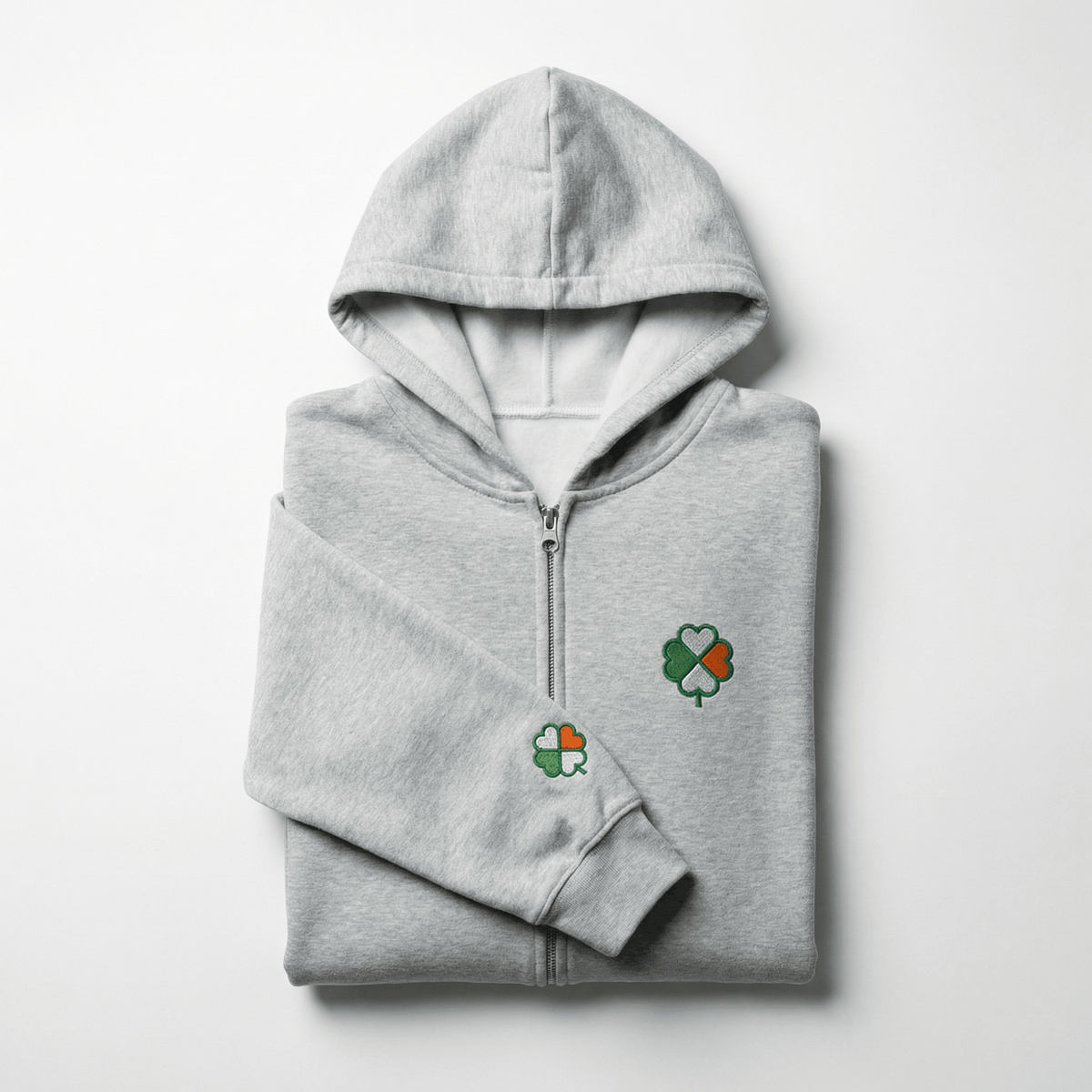 Eirin Apparel Men's Hoodie Sport Grey / S 'Signature Clover' Zip-Up Hoodie