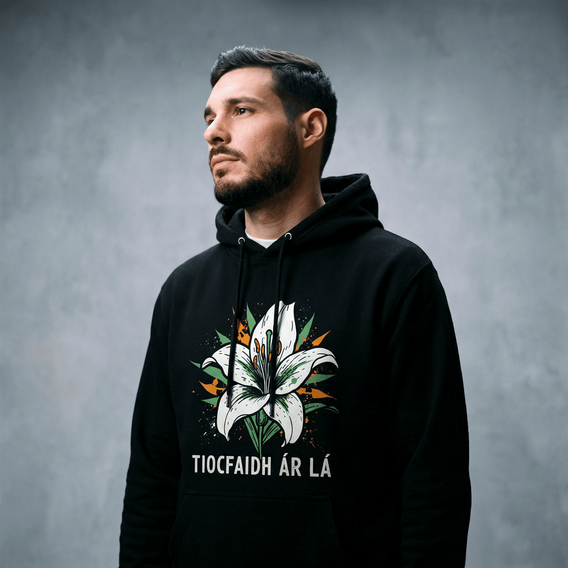 Eirin Apparel Men's Hoodie 'Tiocfaidh ár lá' Easter Lily Hoodie