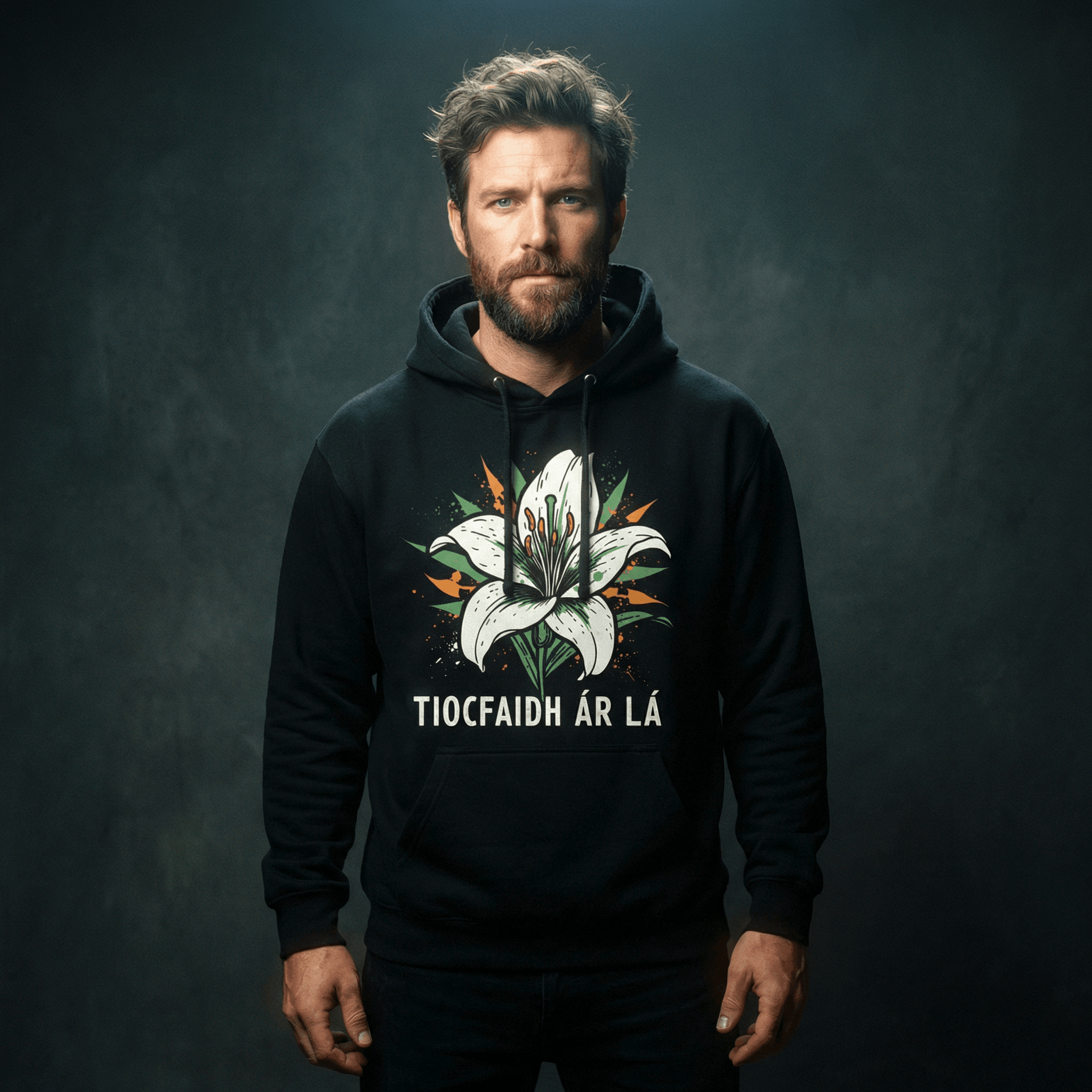 Eirin Apparel Men's Hoodie 'Tiocfaidh ár lá' Easter Lily Hoodie