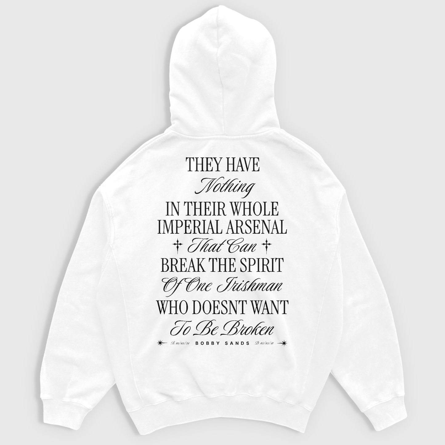 Eirin Apparel Men's Hoodie White / S Men’s Bobby Sands Unbroken Freedom Zip Up Hoodie