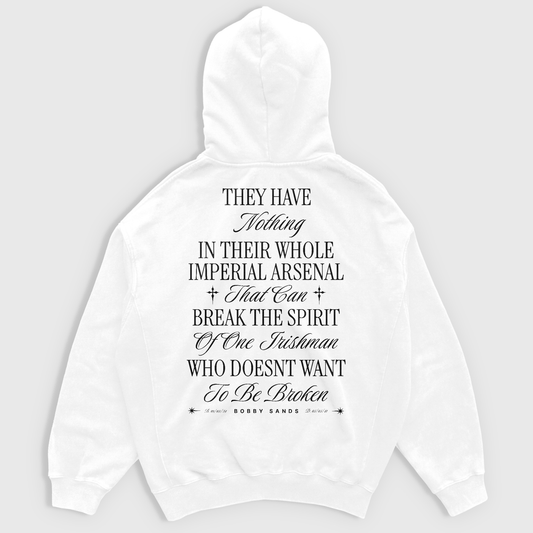 Eirin Apparel Men's Hoodie White / S Men’s Bobby Sands Unbroken Freedom Zip Up Hoodie