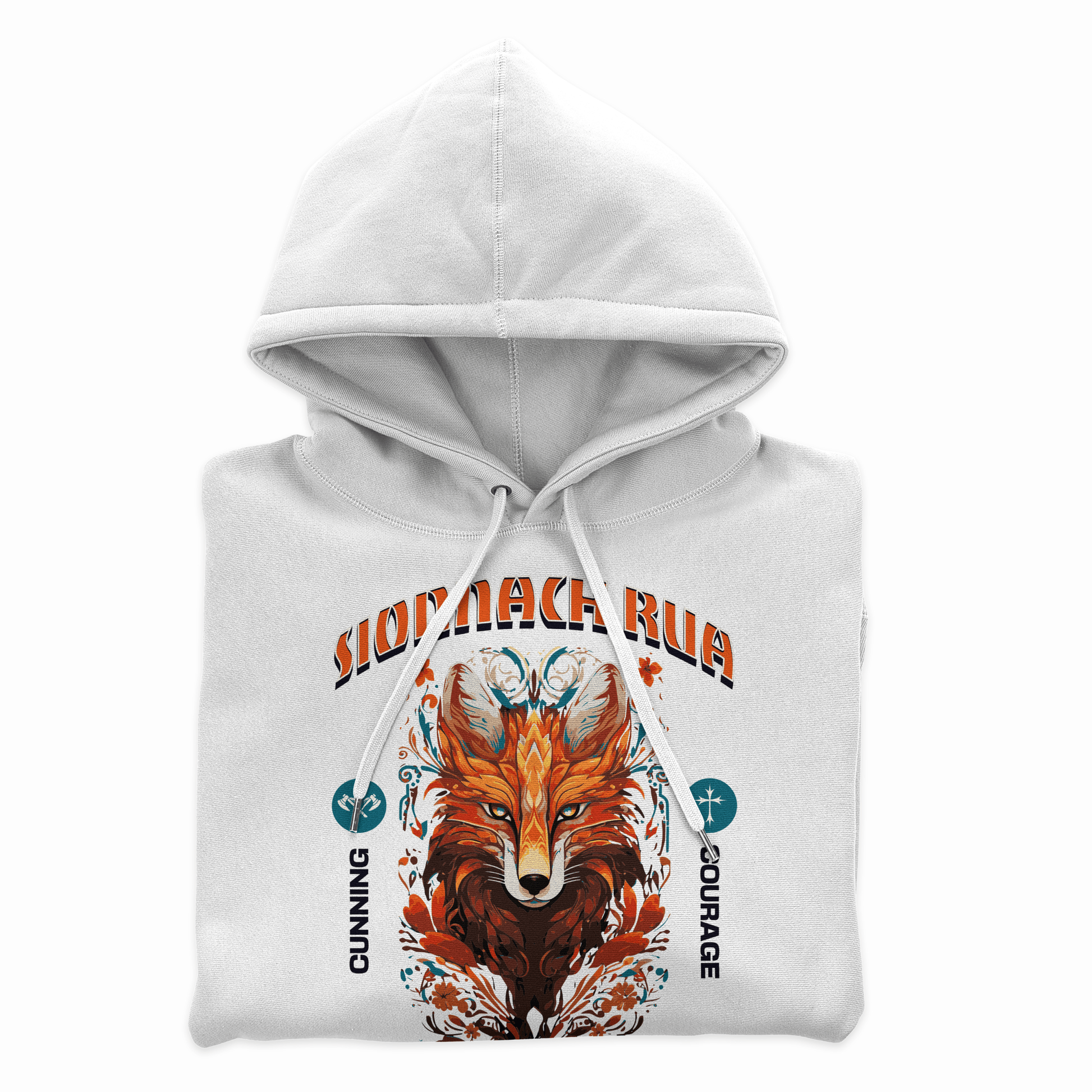 Eirin Apparel Men's Hoodie White / S Men's Sionnach Rua (Irish Red Fox) Celtic Totem Hoodie