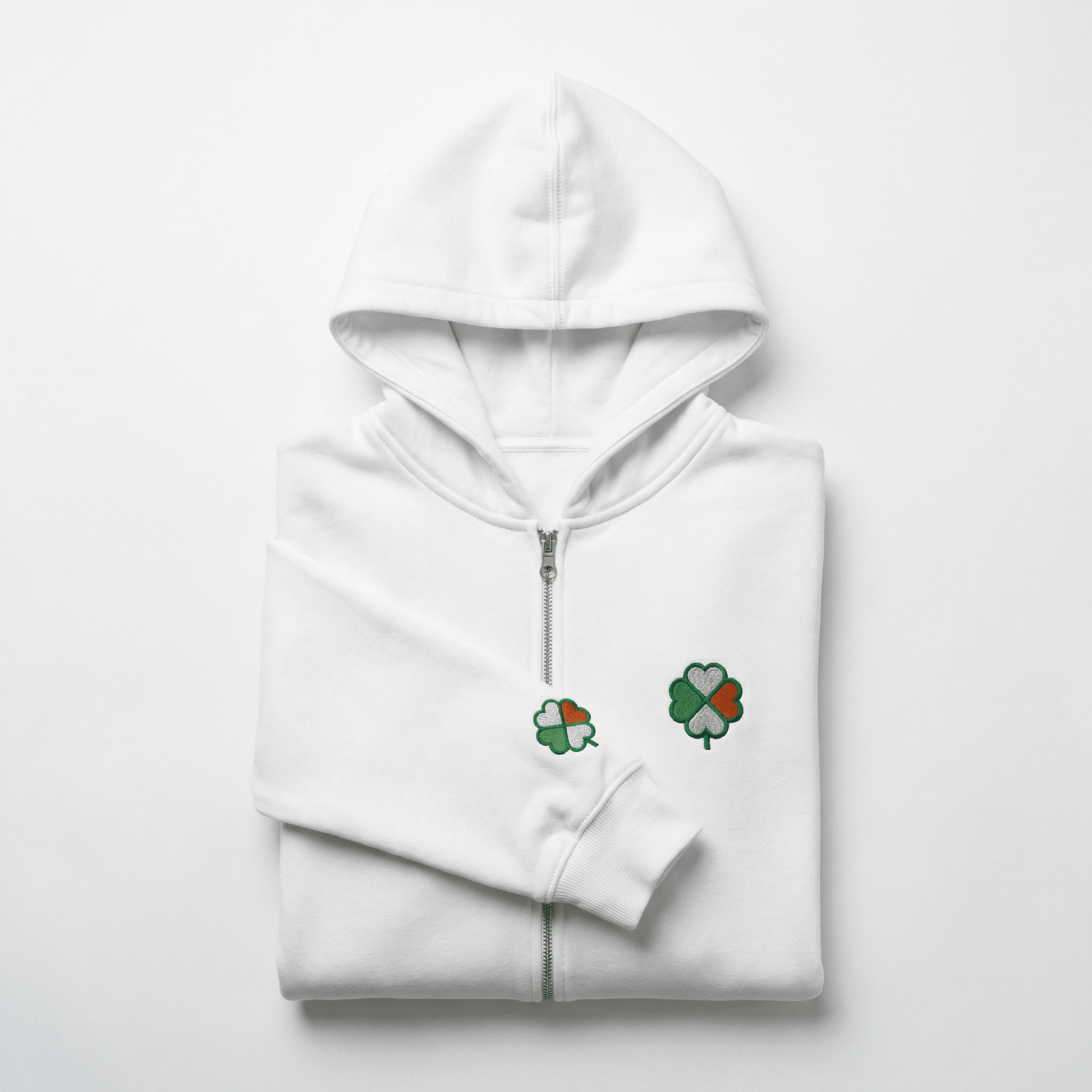 Eirin Apparel Men's Hoodie White / S 'Signature Clover' Zip-Up Hoodie