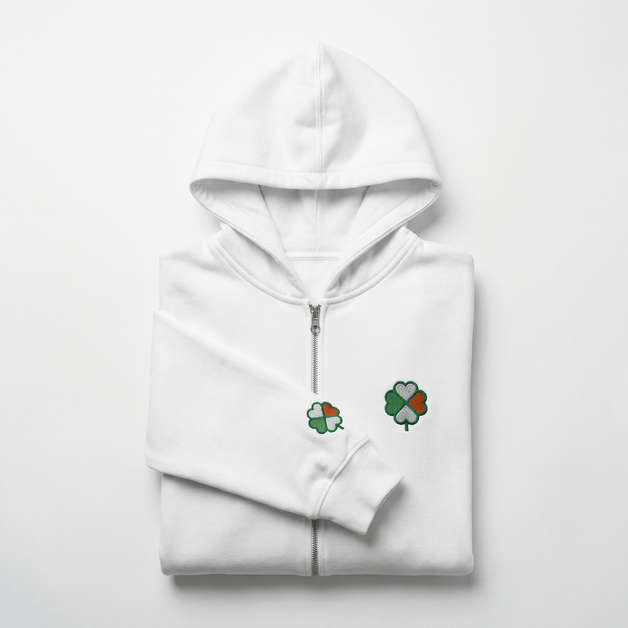 Eirin Apparel Men's Hoodie White / S 'Signature Clover' Zip-Up Hoodie